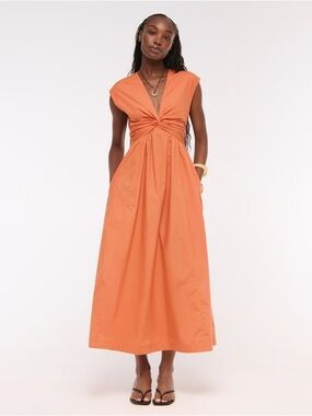 Abercrombie & Fitch Orange Twist-Front Maxi Dress